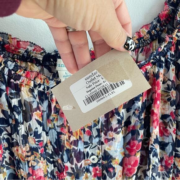 Sundance Women's Clarisse Floral Dress Multicolor Tiered Boho Midi Flowy Buttons - Picture 6 of 12